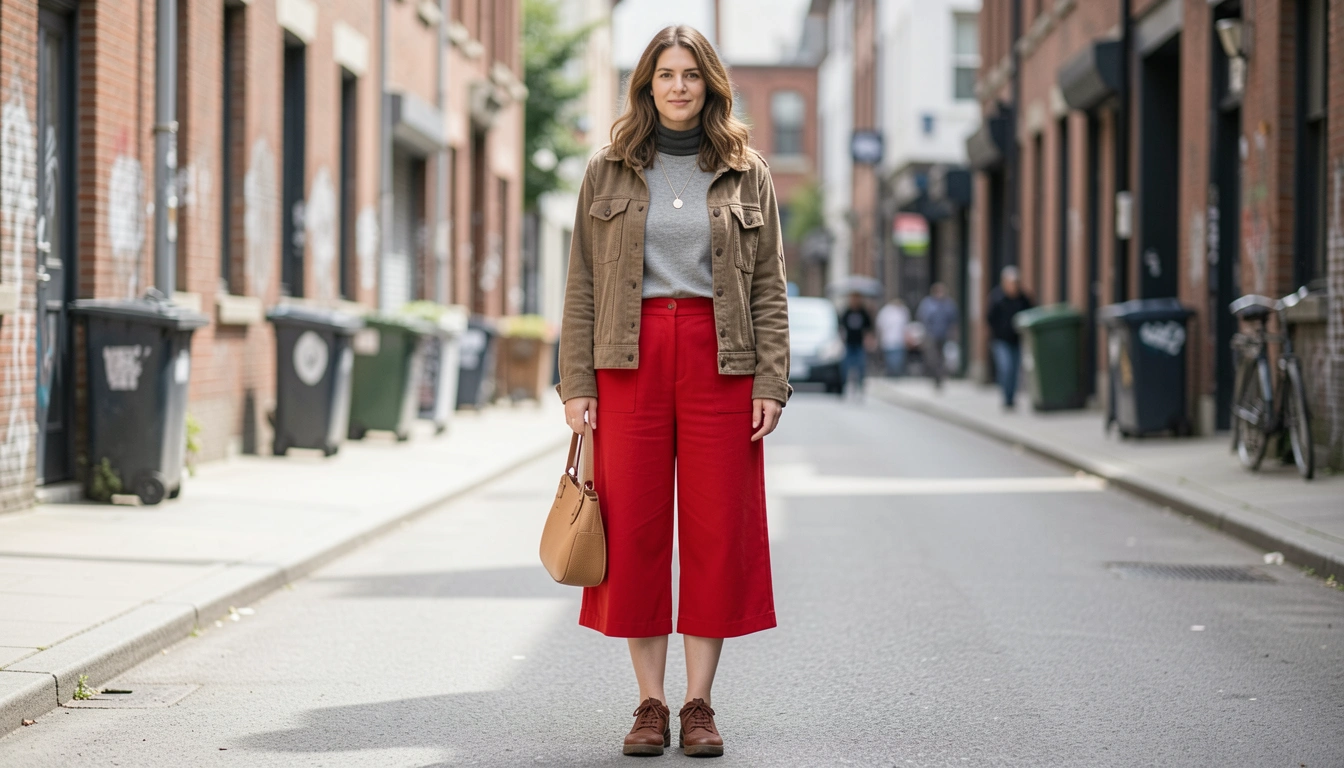 How To Make Red Culottes Outfit Street Style